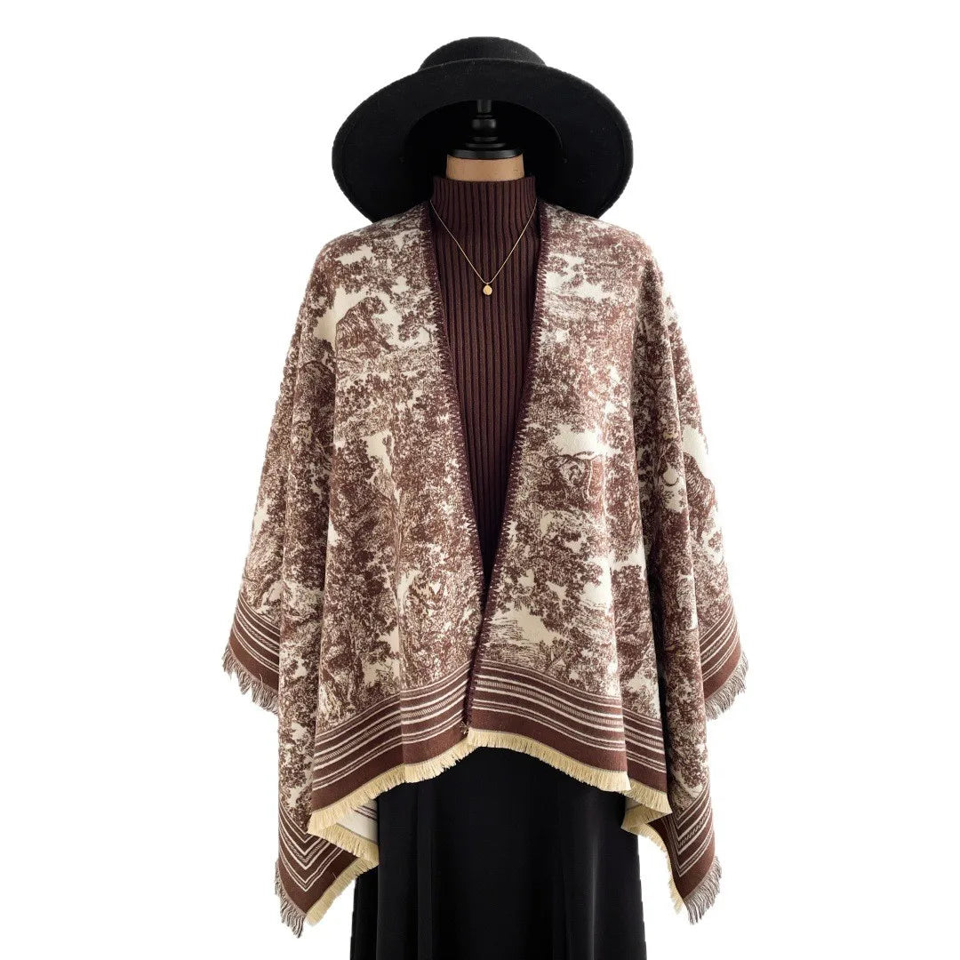 Warm Faux Cashmere Double-Sided Women's Scarf Spring Autumn Winter Air Conditioned Room Decorated Aslan Cape Fashionable Commute