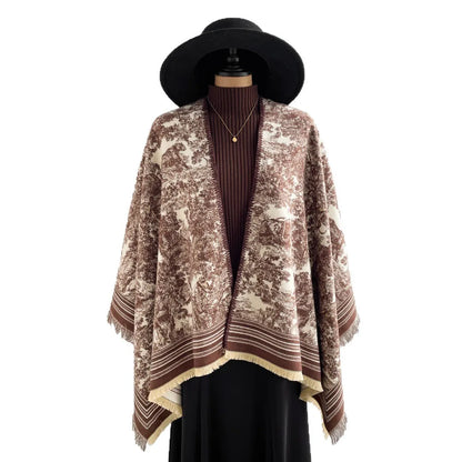 Warm Faux Cashmere Double-Sided Women's Scarf Spring Autumn Winter Air Conditioned Room Decorated Aslan Cape Fashionable Commute