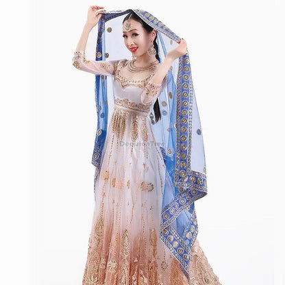 2025 indian traditional sari gauze embroidery exotic style women veil ethnic elegant long shawl women elegant indian shawl s590