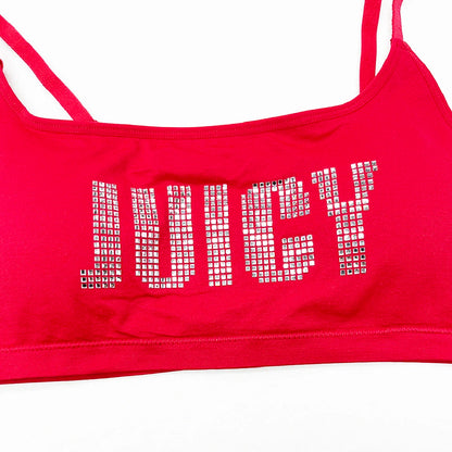 Sexy Women's Underwear Juicy Couture Style Bras and Panties Set Strap Top Embellished Rhinestones Elastic Lingerie for Ladies