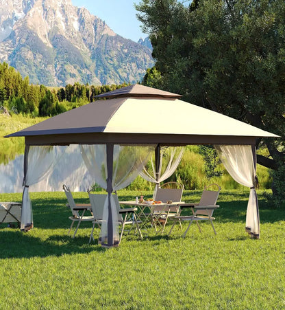 13x13FT Pop Up Gazebo, Canopy Tent with Mosquito Netting, Outdoor Patio Gazebo, Backyard Tent for Party Wedding Outdoor Dining