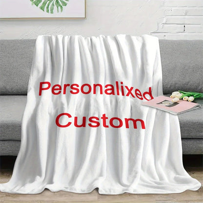 1 Piece of Customized Personalized Blanket Upload Pictures DIY Flannel Blanket - Customized Warm Photos, Soft and Warm, Suitable for Sofa, Bed, Office, Car and Outdoor Travel - Halloween, Thanksgiving, Birthday, Wedding, Coup