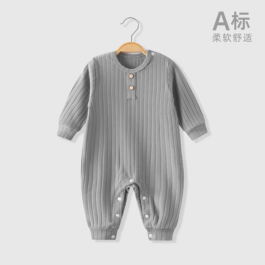 Somenie Unisex Baby Long-Sleeve Onesie for Autumn Winter Boys' Girls' Baby Striped Romper  Infant Outdoor Wear Trends 1-3-9-18M