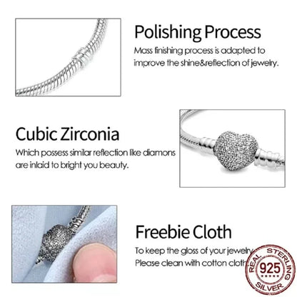 The best-selling S925 sterling silver heart-shaped crown snake bone chain is perfect for the original DlY bracelet! A perfect je