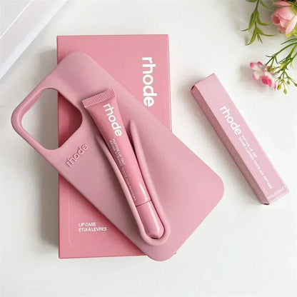 With Box Lipstick Rhode Phone Case for iPhone 16 15 14 13 12 11 Pro Max Plus 16E Makeup Lip Gloss Holder Silicone Back Cover