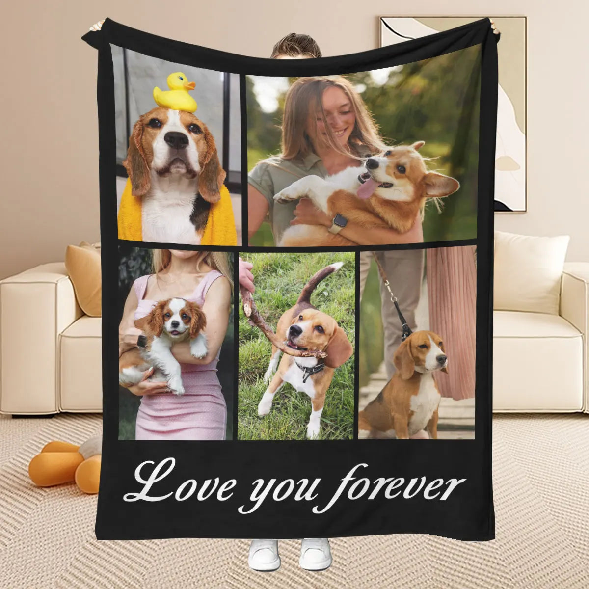 1Pc Customized Five Palace Customized Photo Frame Forever Love Theme Personalized Blanket Witness Love Gift for Love - Photo Hd Printing to Flannel Blanket, Soft and Warm for Sofa, Bed, Office, Car and Outdoor Travel - All Se