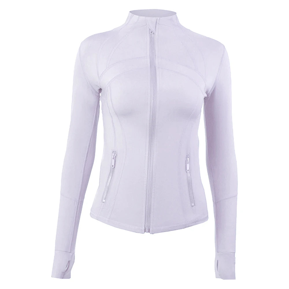 Yoga clothing, slim-fitting women's sports spring jacket, breathable quick-dry sports pure color jacket, female tight-fitting