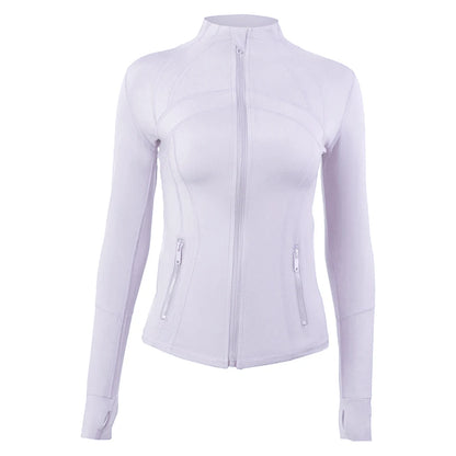 Yoga clothing, slim-fitting women's sports spring jacket, breathable quick-dry sports pure color jacket, female tight-fitting