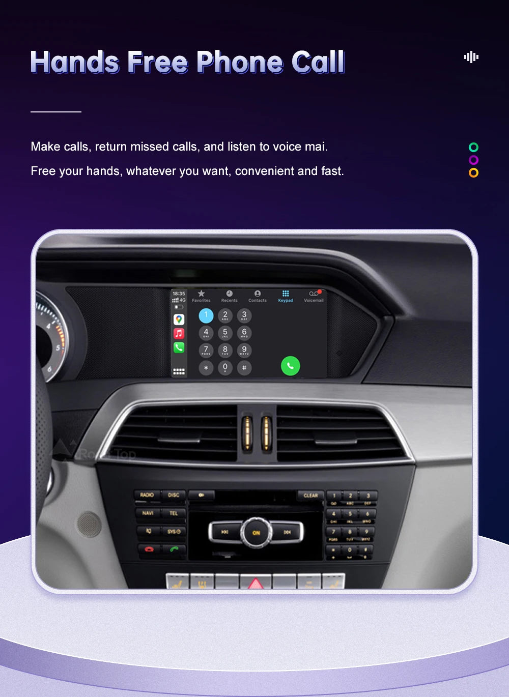 Road Top Wireless CarPlay for Mercedes Benz C Class W204 NTG4.5/4.7 2011-2014 Android Auto Mirror Link AirPlay Car Play