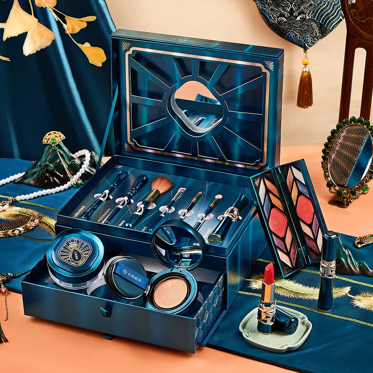 12pcs Makeup Cosmetic Set Lipstick Eye Shadow Mascara Gift Box Face Powder Air Cushion BB Cream Eyeliner Makeup Cosmetic