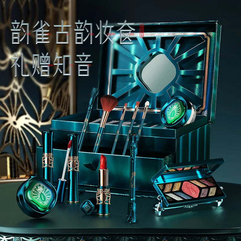 12pcs Makeup Cosmetic Set Lipstick Eye Shadow Mascara Gift Box Face Powder Air Cushion BB Cream Eyeliner Makeup Cosmetic