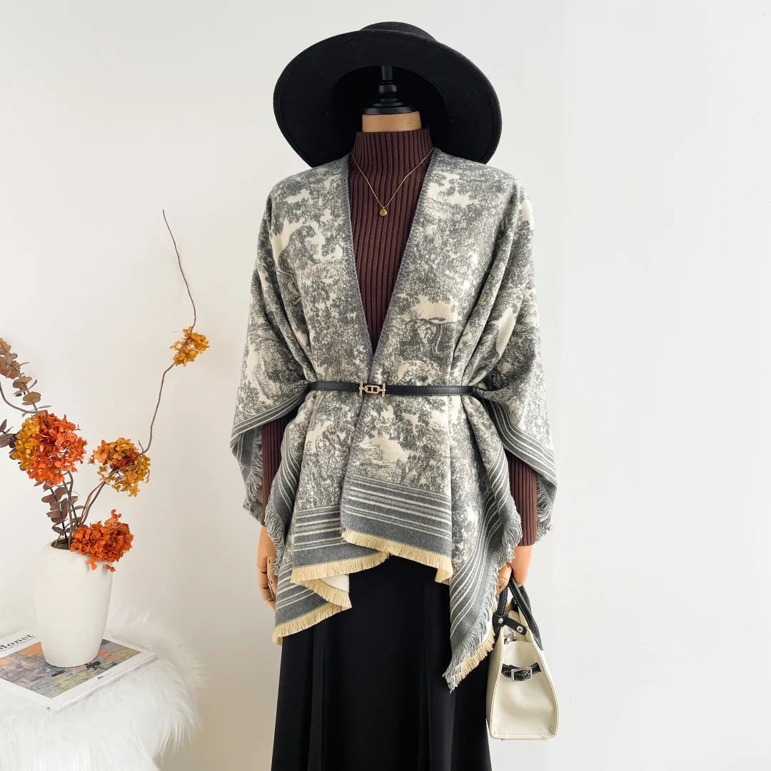 Warm Faux Cashmere Double-Sided Women's Scarf Spring Autumn Winter Air Conditioned Room Decorated Aslan Cape Fashionable Commute