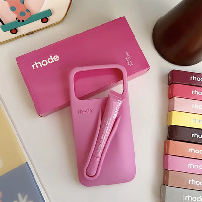 RHODE Phone Case for iPhone 17 Pro Max Air 16 15 14 13 12 11 Pro Max Plus Soft Silicone With Box Lipstick Holder Bumper Cases