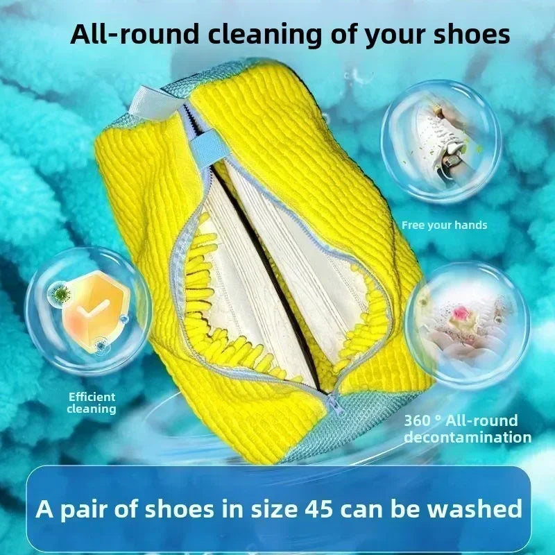 Machine Washable Shoe Washing & Drying Bag with Soft Fiber - Durable Polyester Laundry Protector for Shoes Adjustable Strap