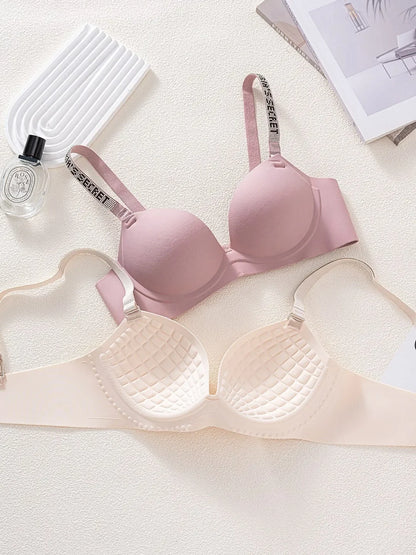 Wireless Letter Strap Bra Women's Summer Thin Comfortable Small Chest Gathered Look Big Sexy Anti-Sagging Exposed Bra