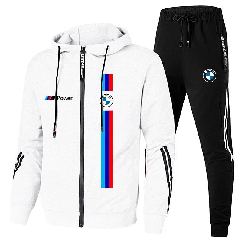 Spring Autumn BMW Brand Logo Printed Men set Sweatshirt Hoodies Car enthusiasts Streetwear Male Fashion Outwear+Pants 2 Piece