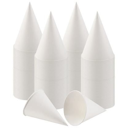 AD30-White Paper Cone Cups, Snow Cone Cups,Coated Leakproof Cone Paper Cups for , Shaved Ice, Water 200Pcs