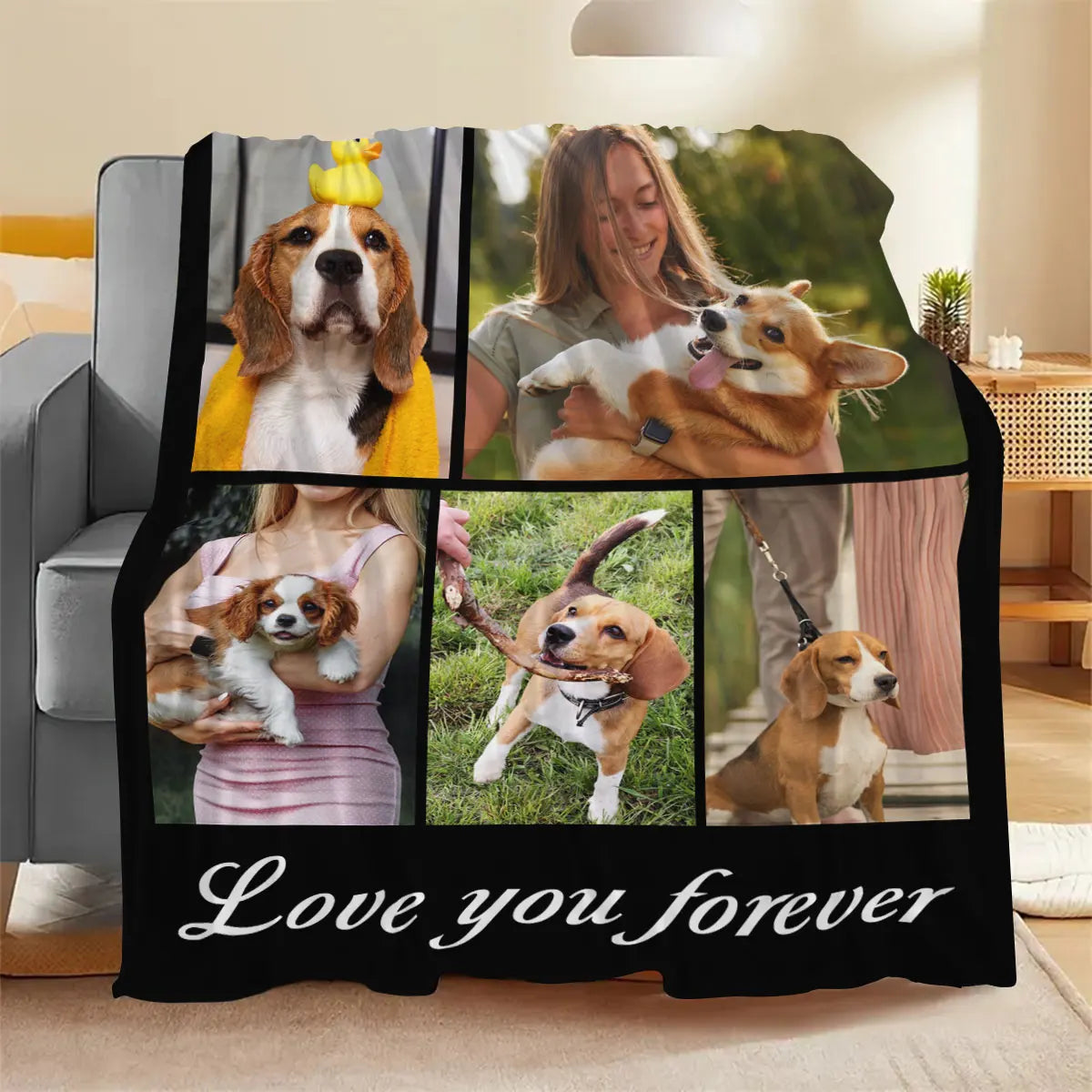 1Pc Customized Five Palace Customized Photo Frame Forever Love Theme Personalized Blanket Witness Love Gift for Love - Photo Hd Printing to Flannel Blanket, Soft and Warm for Sofa, Bed, Office, Car and Outdoor Travel - All Se