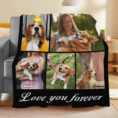 1Pc Customized Five Palace Customized Photo Frame Forever Love Theme Personalized Blanket Witness Love Gift for Love - Photo Hd Printing to Flannel Blanket, Soft and Warm for Sofa, Bed, Office, Car and Outdoor Travel - All Se