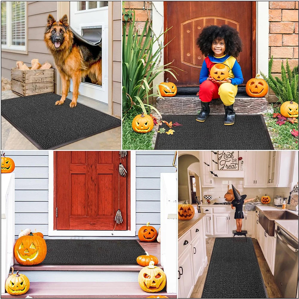 Washable Door Mats Indoor & Outdoor - Non-Slippery Heavy Duty - Stylish & Large Rubber - Perfect Dust Grabbing Doormats
