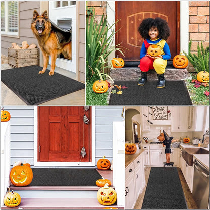 Washable Door Mats Indoor & Outdoor - Non-Slippery Heavy Duty - Stylish & Large Rubber - Perfect Dust Grabbing Doormats