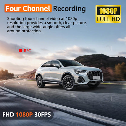 Dash Cam 4 Channel Driving Camera 1080P Front Left Right Rear Night Vision Loop Recording 24H Parking Monitor Auto parts