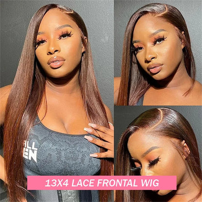 13x4 Chocolate Brown Straight Lace Front Human Hair Wigs 360 Lace Wig 100% Human Hair Pre Plucked Lace Frontal Wig For Women