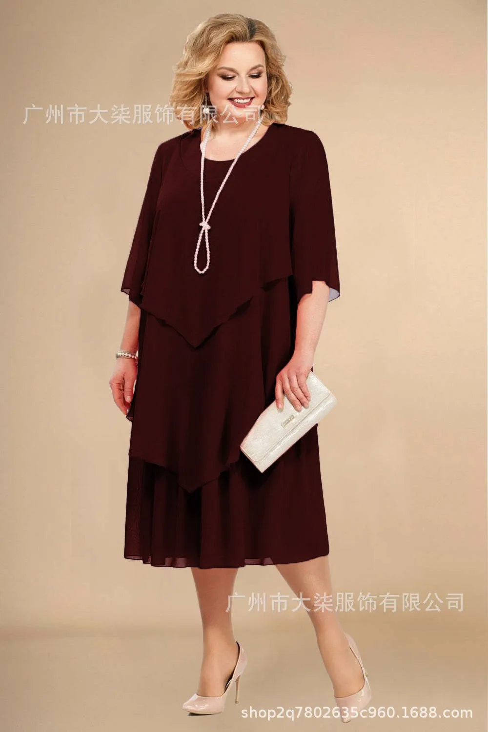 2024 Plus Size Chiffon Mother Beach Wedding Dress European And American Style Other Pattern Other Style Gowns For Special Occasi