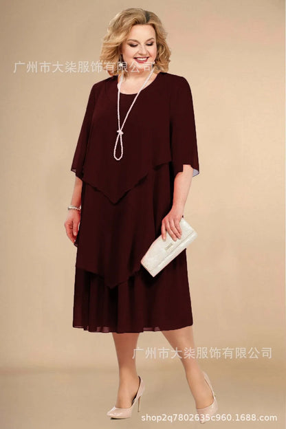 2024 Plus Size Chiffon Mother Beach Wedding Dress European And American Style Other Pattern Other Style Gowns For Special Occasi