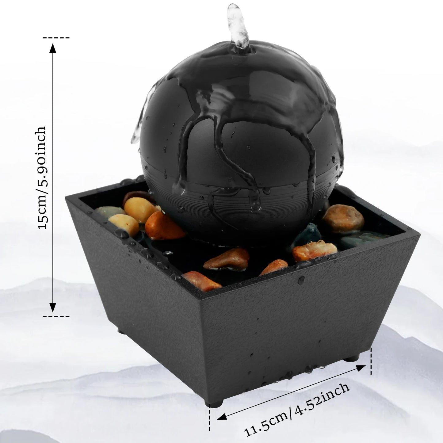 Tabletop Waterfall Home Decor Relaxation Meditation Desktop Fountain with Soft Lights Flowing Water Ornaments Mother's Day Gifts