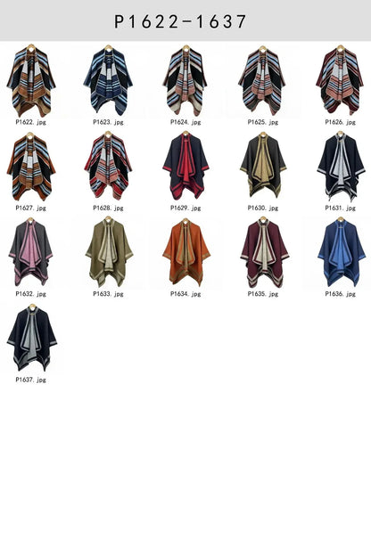 Warmth Women's Open Split Shawl Ethnic Style Geometric Tassel Travel Photography Friendly Winter Wrap Versatile Fashion Accessor