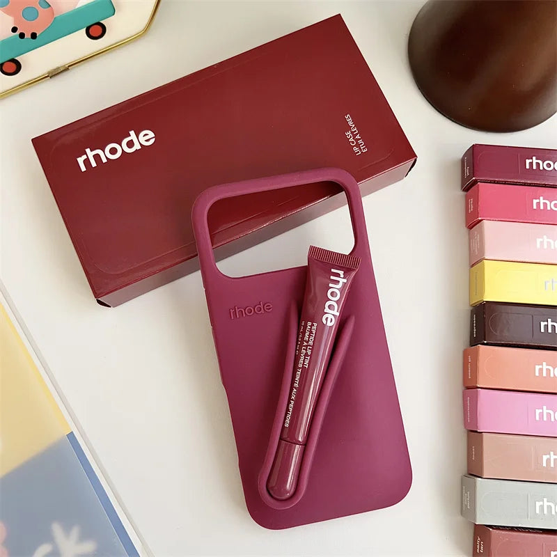 RHODE Phone Case for iPhone 17 Pro Max Air 16 15 14 13 12 11 Pro Max Plus Soft Silicone With Box Lipstick Holder Bumper Cases