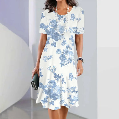 2024 Summer New Chinese Style Floral Print Women's Dresses Female Elegant Dresses Plus Size Long Dresses Women's Clothing
