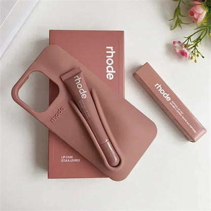 With Box Lipstick Rhode Phone Case for iPhone 16 15 14 13 12 11 Pro Max Plus 16E Makeup Lip Gloss Holder Silicone Back Cover