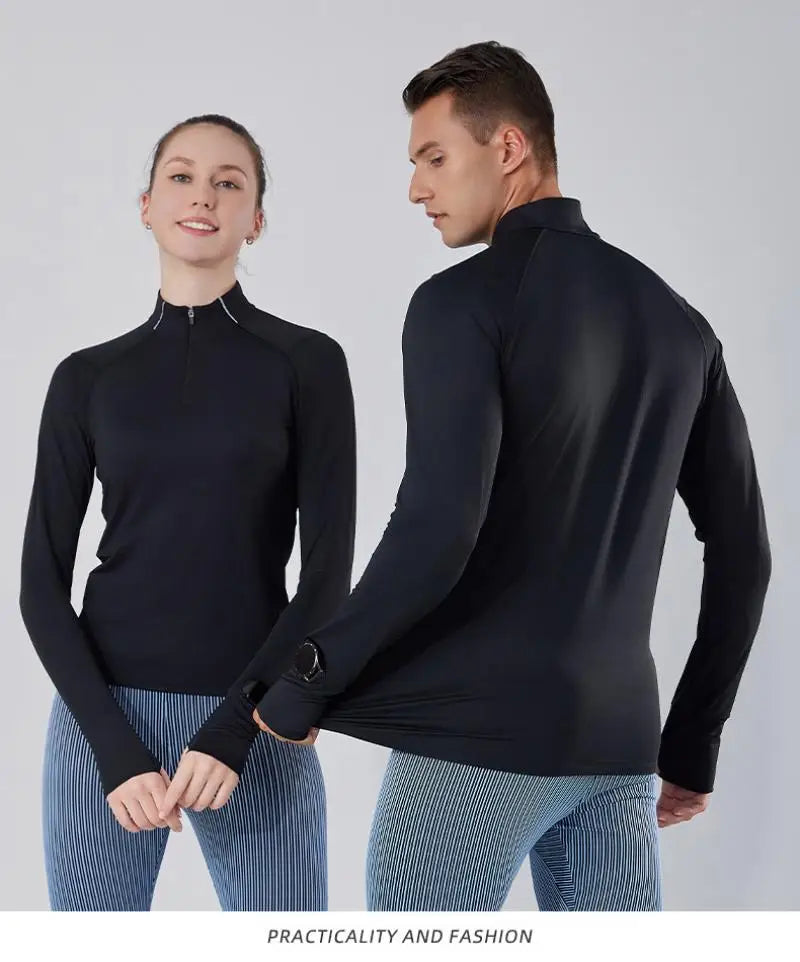 (S-2XL)Quick Dry Running T-shirt Men Zipper Stand Collar Sweatshirt Exercise Traning Fitness Tops Long Sleeve Sport Tee Shirt