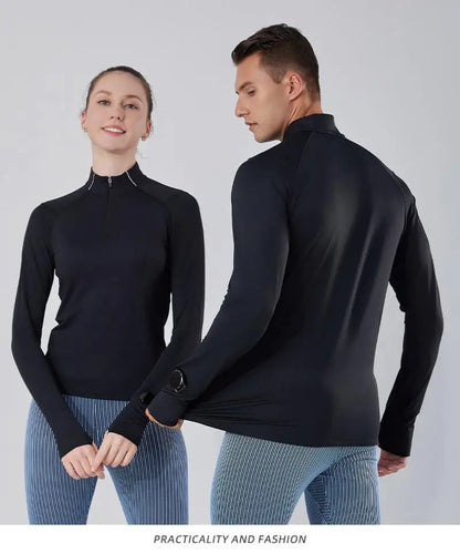 (S-2XL)Quick Dry Running T-shirt Men Zipper Stand Collar Sweatshirt Exercise Traning Fitness Tops Long Sleeve Sport Tee Shirt