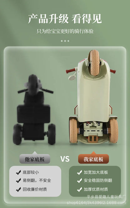 12V 4.5AH Remote Control New Baby's Two-Person Three-Wheel Electric Toy Children's Motorcycle With Double Seat