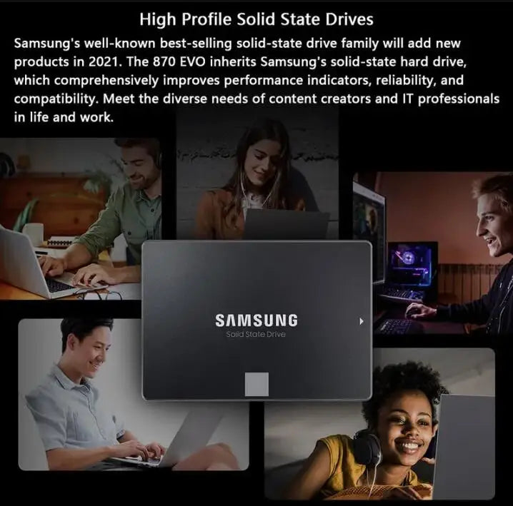 Samsung 2.5'' SATAIII SSD 870 Evo 2TB 1TB 500GB 250GB Internal Solid State Drive Storage Disk For Laptop Desktop