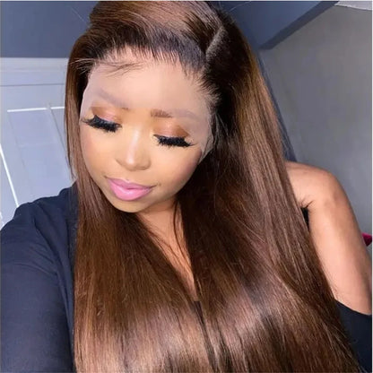 13x4 Chocolate Brown Straight Lace Front Human Hair Wigs 360 Lace Wig 100% Human Hair Pre Plucked Lace Frontal Wig For Women