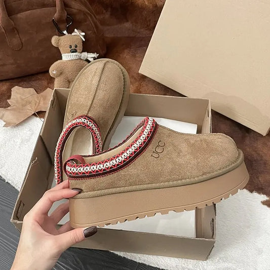 Women's Thi Bot Slip-On Slippers Fce Lined Easy Wear Lazy oes Anti-Slip Comfortable Footwear Faionable Winter Sli...