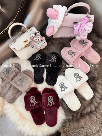 Warm Home Slippers for Women Furry Autumn Winter Indoor Comfortable Soft Material Anti-Slip Sole Versatile Use Cozy Footwear