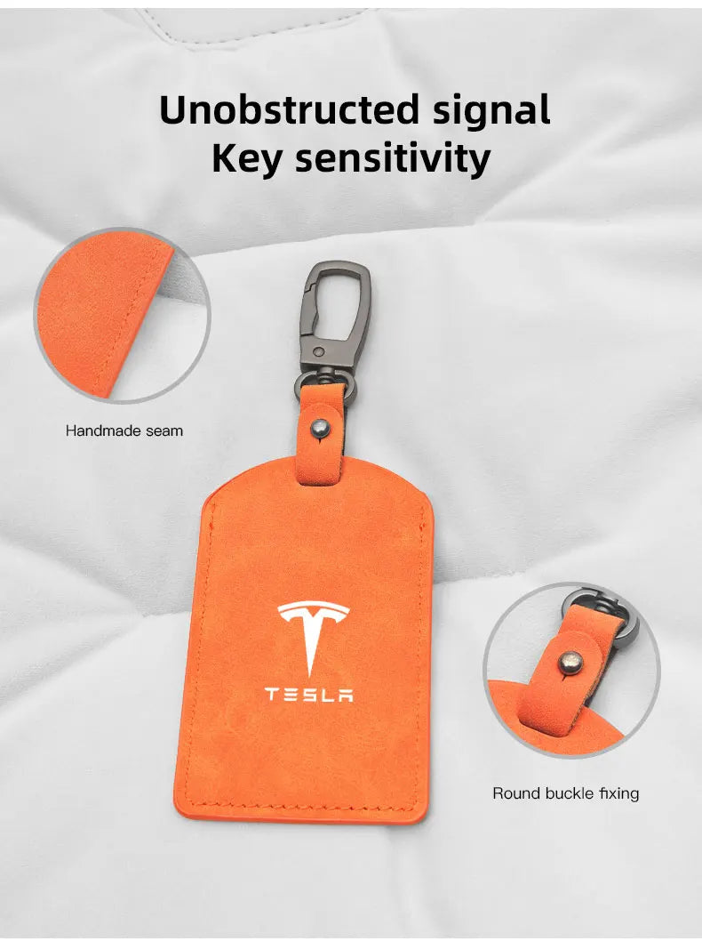 Suede Tesla Car Key Card Cover Keychain Car Key Accessories For Tesla Model 3 Y S X Cybertruck Juguete Roadster Coil Bonina