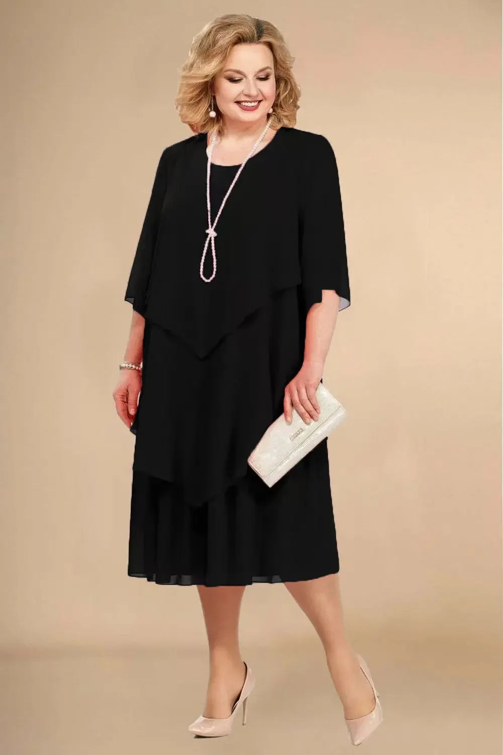 2024 Plus Size Chiffon Mother Beach Wedding Dress European And American Style Other Pattern Other Style Gowns For Special Occasi