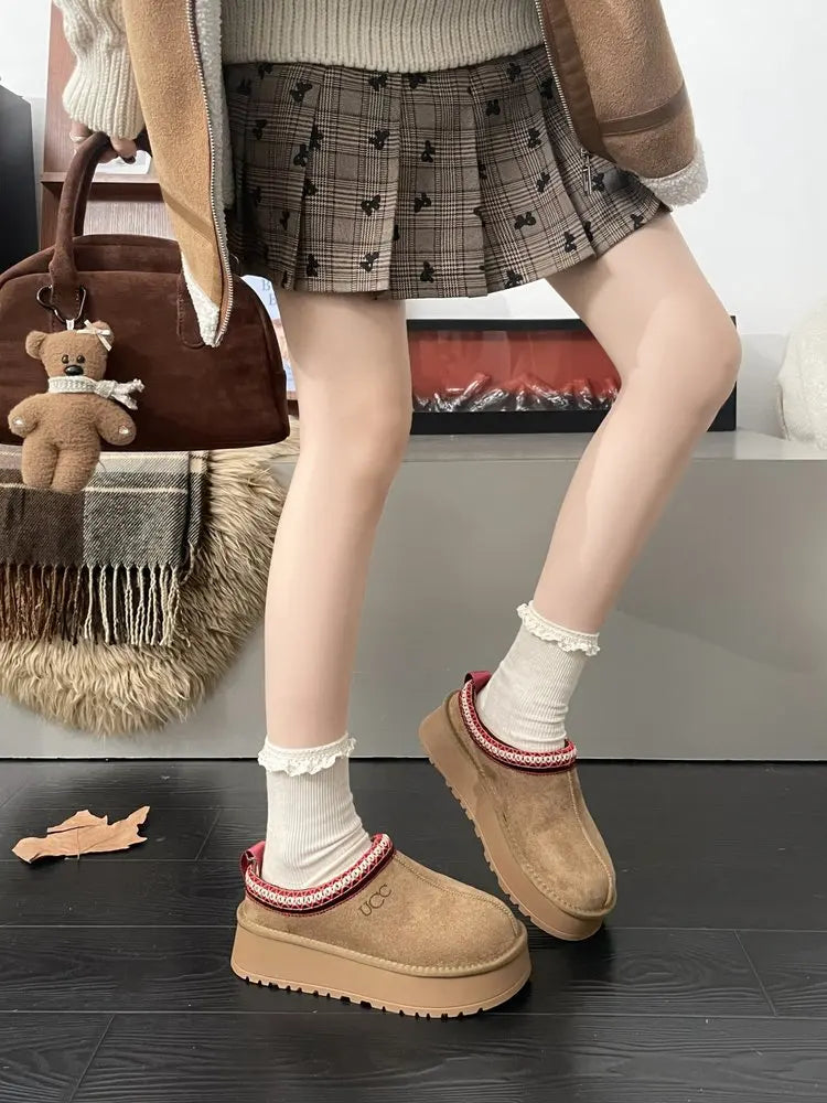 Women's Thi Bot Slip-On Slippers Fce Lined Easy Wear Lazy oes Anti-Slip Comfortable Footwear Faionable Winter Sli...