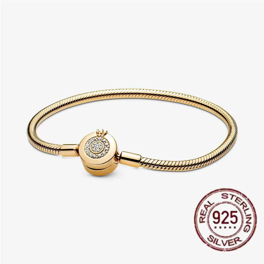 The best-selling S925 sterling silver heart-shaped crown snake bone chain is perfect for the original DlY bracelet! A perfect je