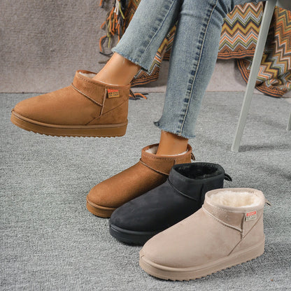 Winter Round Head Sexy Comfortable Warm Casual Walking Boots Fashionable New Suede Thick Sole Large Size Snow Boots for Women