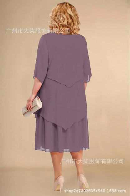 2024 Plus Size Chiffon Mother Beach Wedding Dress European And American Style Other Pattern Other Style Gowns For Special Occasi