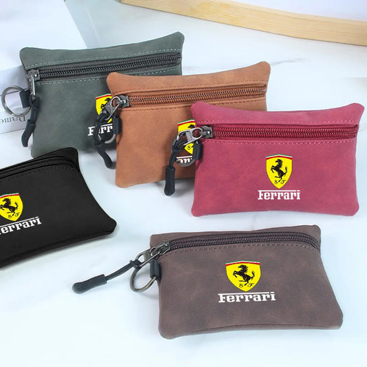 Portable Suede Car Key Bag Zipper Wallet Card Coins Pouchs For Ferrari GTO 288 812 Stradale Roma Spider SF90 F430 Enzo LaFerrari