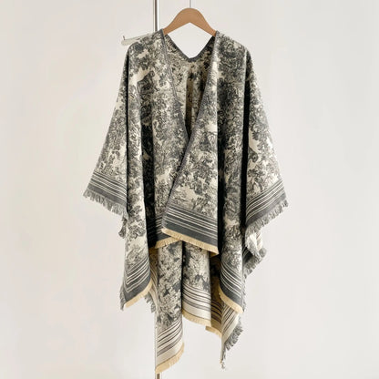 Warm Faux Cashmere Double-Sided Women's Scarf Spring Autumn Winter Air Conditioned Room Decorated Aslan Cape Fashionable Commute