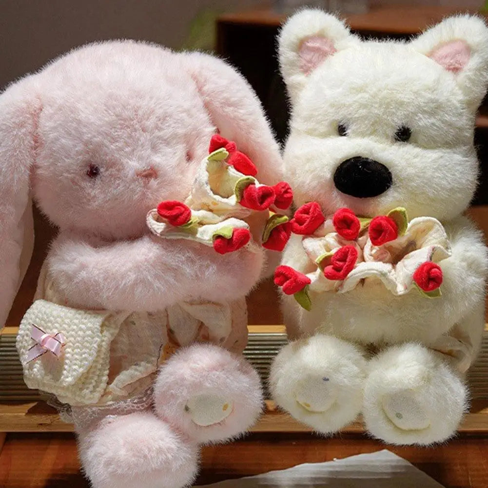 Romantic Teddy Bear Hugging Roses Bouquet New Style Rose Bear Plush Toy Plush Doll Valentine's Day Romantic Gift For Girls